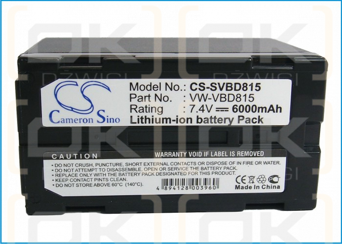 Panasonic NV-DX100 / VW-VBD815 6000mAh Li-ion 7.4V (Cameron Sino)