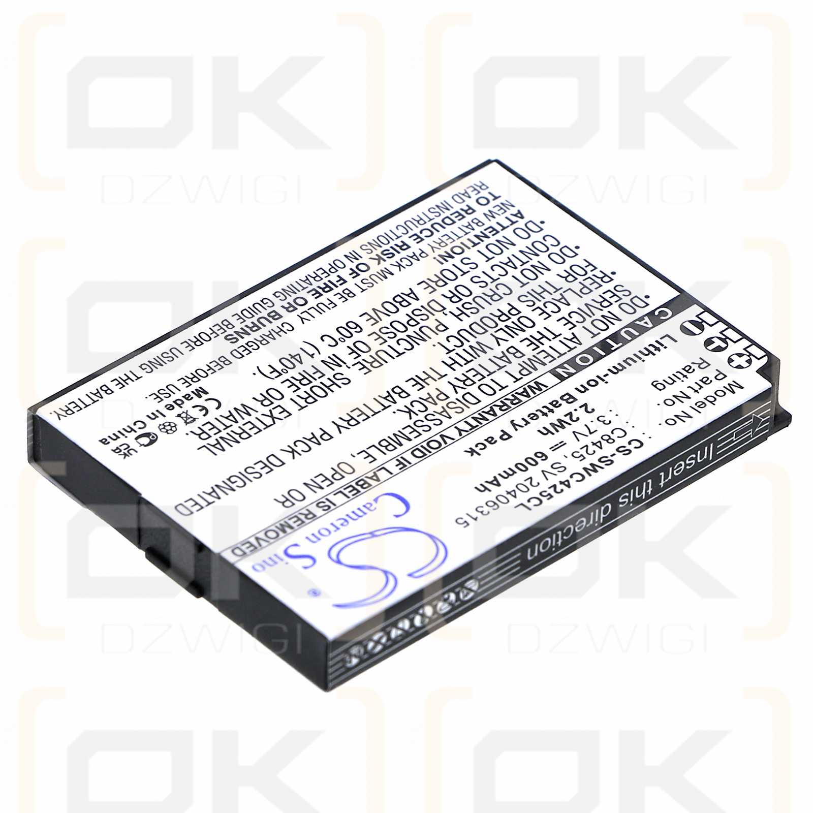 Swissvoice SV 20406288 / C8425 600mAh Li-ion 3.7V (Cameron Sino)