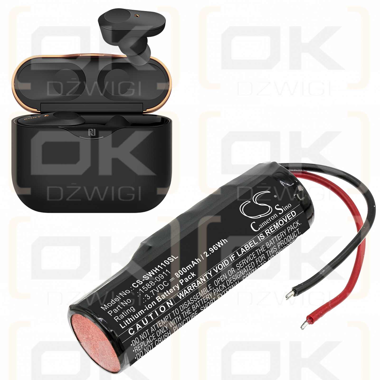 Sony WF-SP900 / 1588-0911 800 mAh Li-Ion 3,7 V (Cameron Sino)