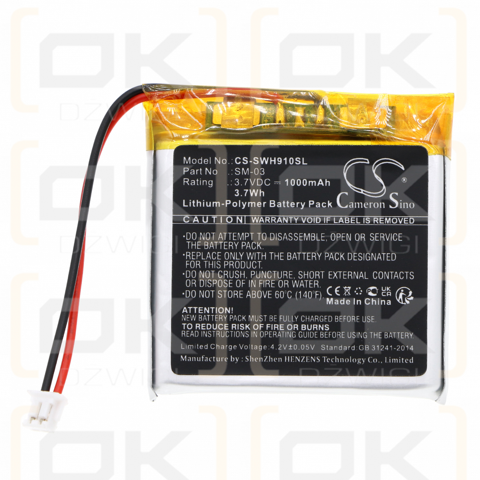 Sony WH-H910 / SM-03 1000mAh Li-Polymer 3.7V (Cameron Sino)