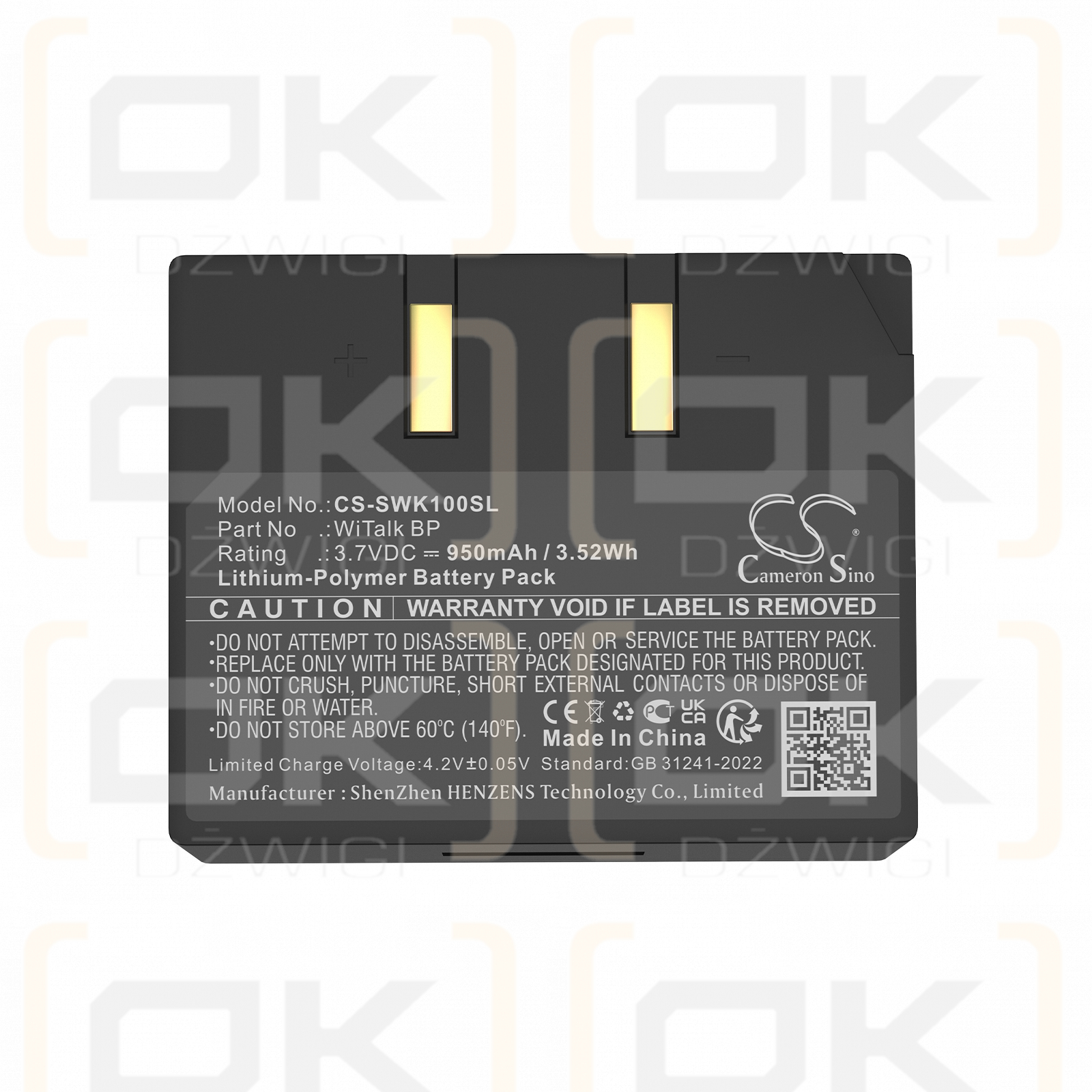 Batería Saramonic WiTalk-WT9S / WiTalk BP de 950 mAh, polímero de litio y 3,7 V (Cameron Sino)