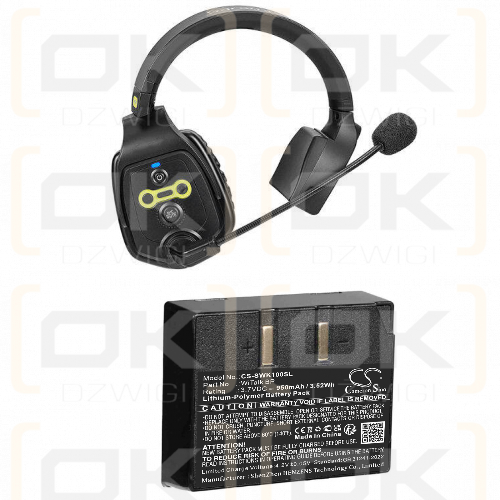 Saramonic WiTalk-WT9S / WiTalk BP 950mAh Li-Polymer 3.7V (Cameron Sino)