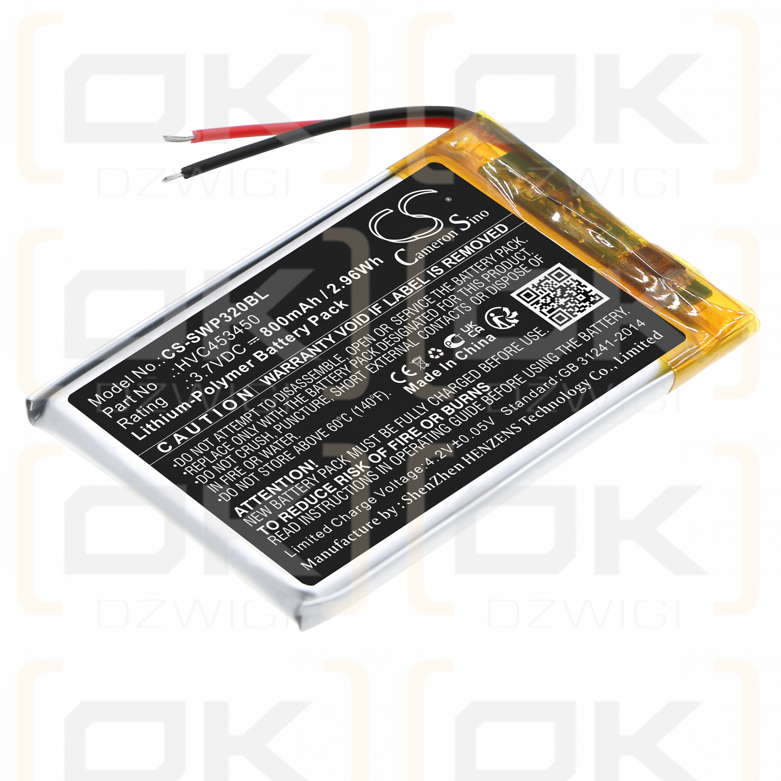 Stripe WPC32 / HVC453450 800 mAh Li-Polymer 3,7 V (Cameron Sino)