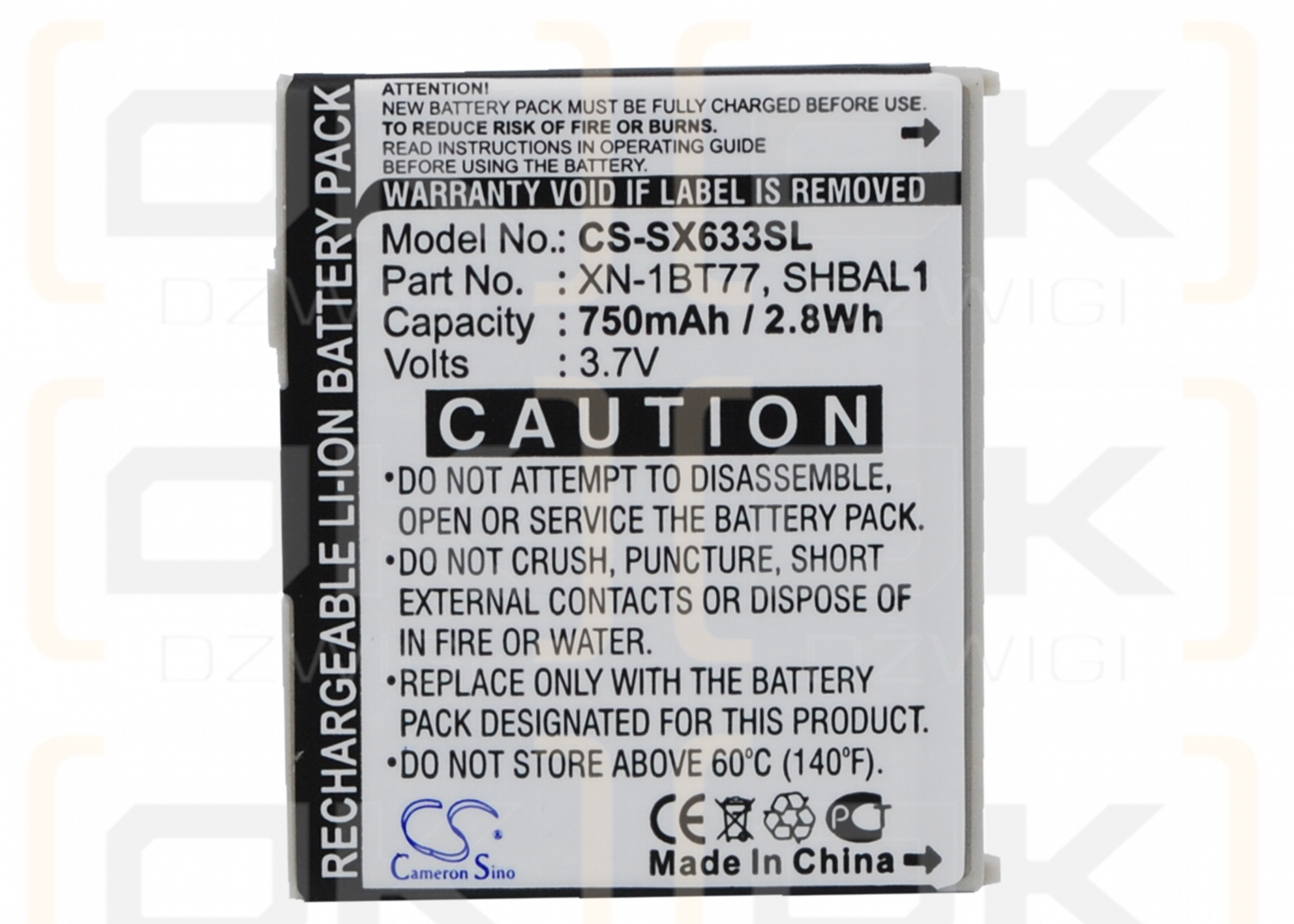 Vodafone 705SH / XN-1BT77 750 mAh Li-ion 3.7 V (Cameron Sino)