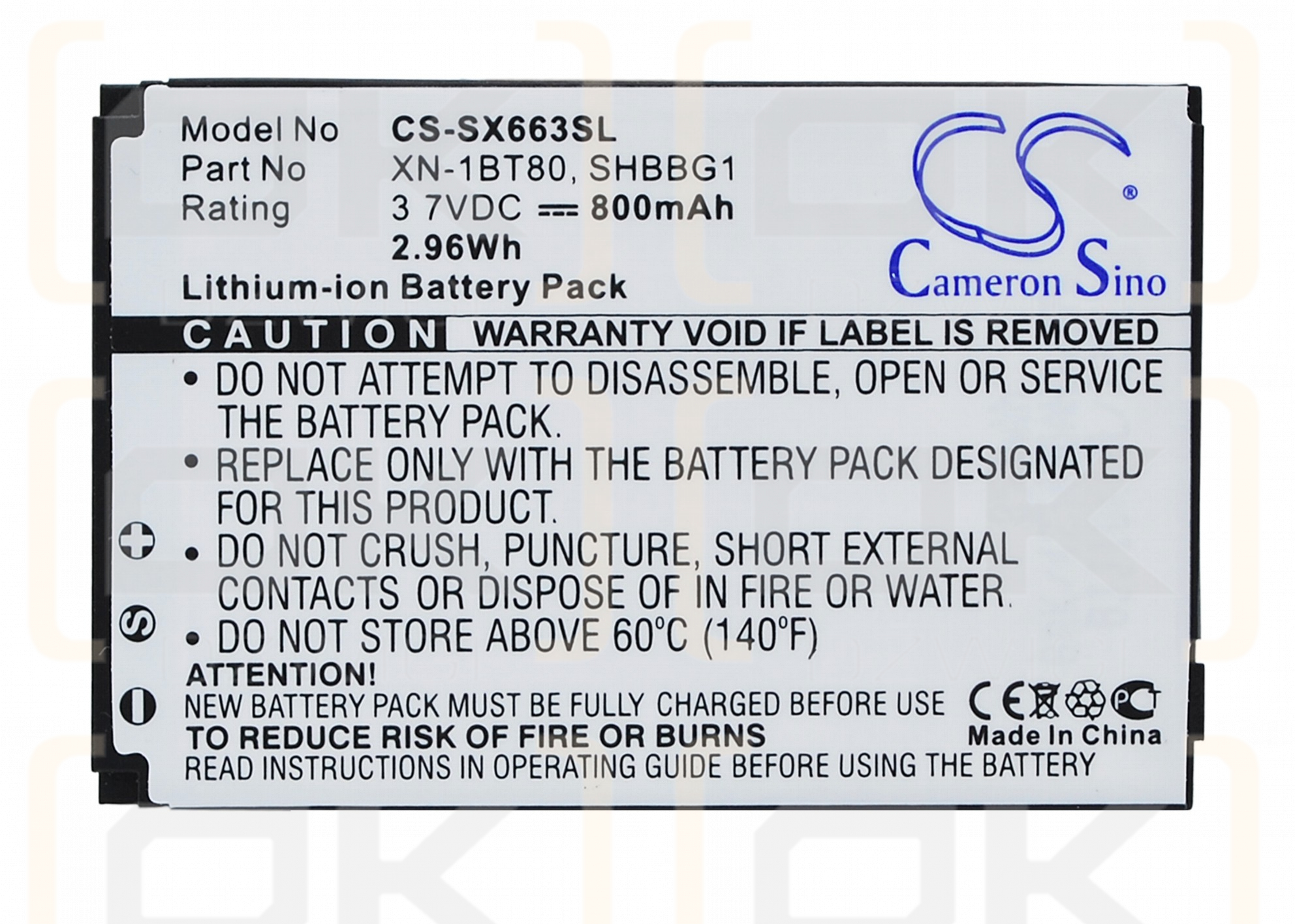 Bateria zamienna do Sharp 941SH / XN-1BT80 800 mAh Li-ion 3.7 V (Cameron Sino)