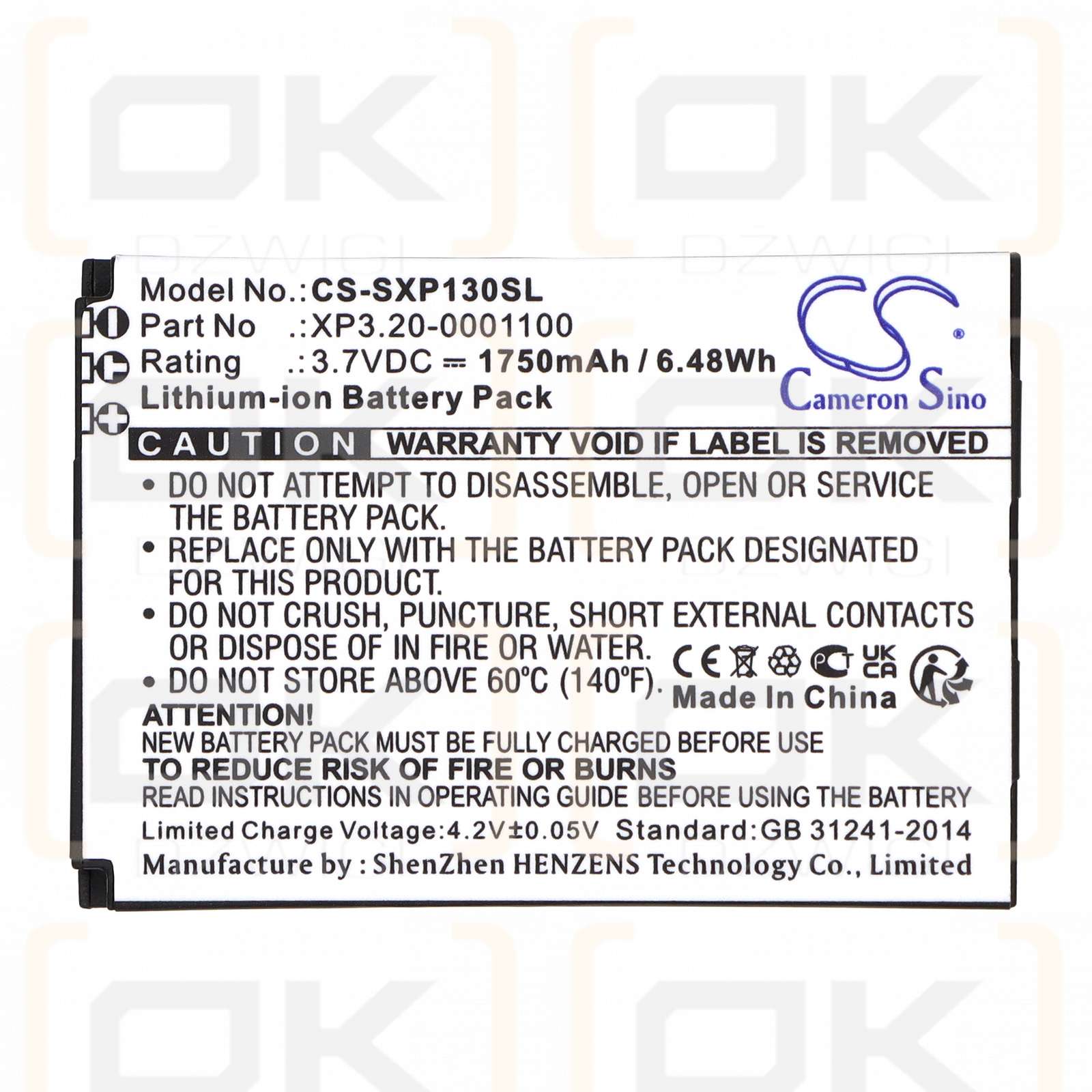 Socketmobile Seals VR7 / VR-01 1750 mAh Li-Ion 3,7 V (Cameron Sino)