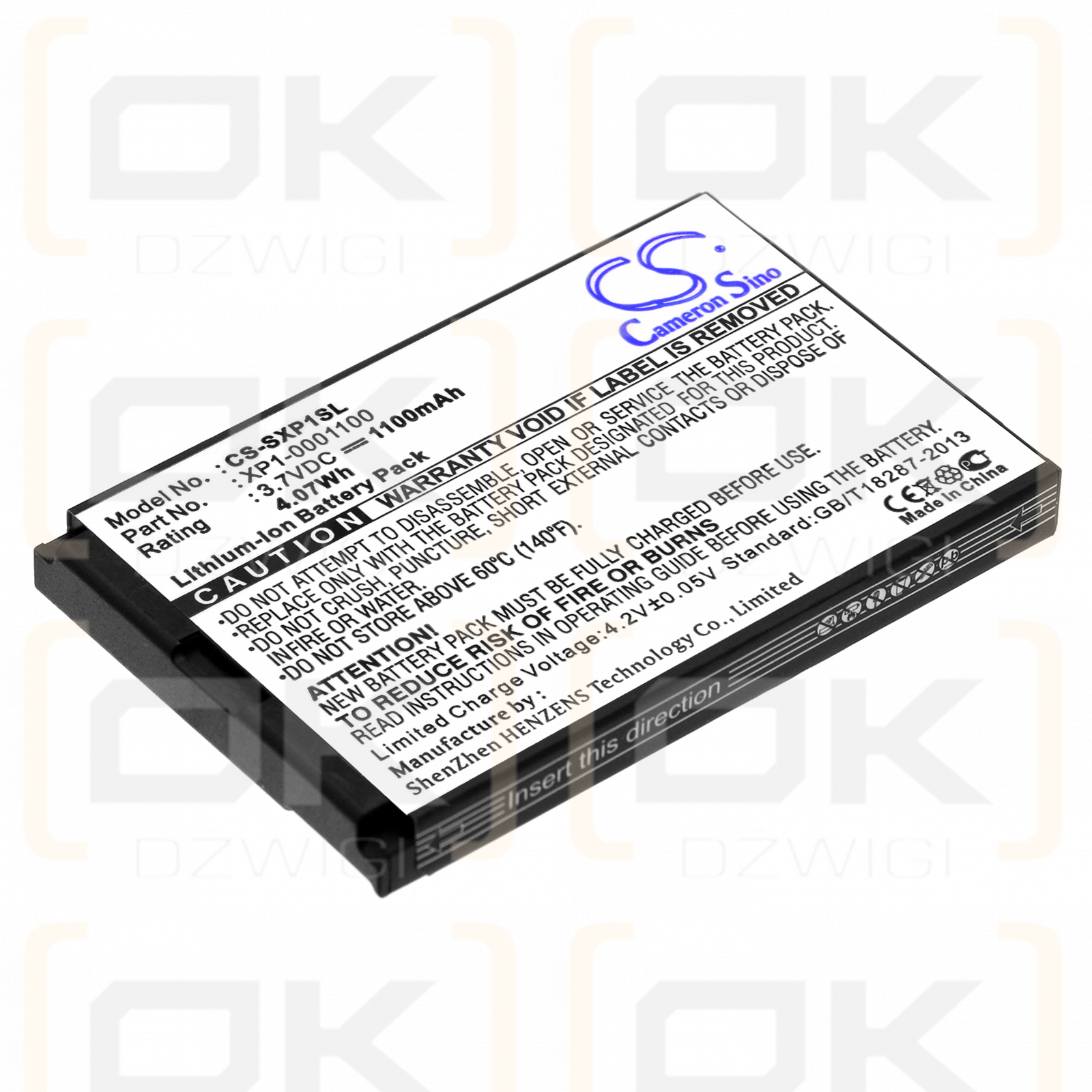 JCB Toughphone Sitemaster 3G / XP1-0001100 1100 mAh Li-Ion 3,7 V (Cameron Sino)