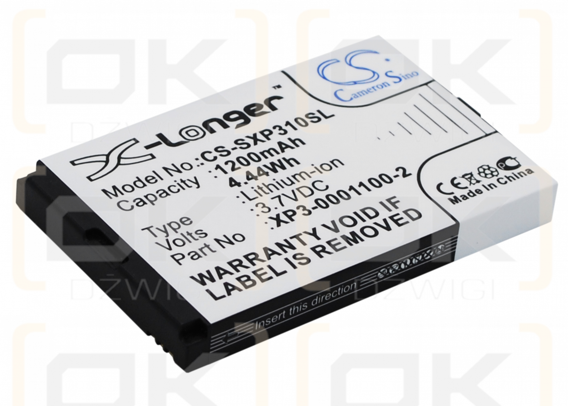 Socketmobile XP3 Enduro / XP3-0001100-2 1200 mAh Li-Ion 3,7 V (Cameron Sino)