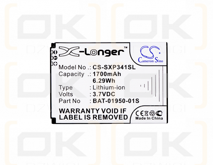 Socketmobile XP3410 / BAT-01950-01S 1700 mAh Li-Ion 3,7 V (Cameron Sino)