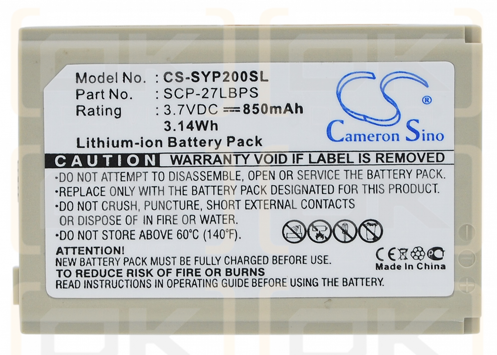 Sanyo Taho / SCP-27LBPS 850 mAh Li-ion 3.7 V (Cameron Sino)