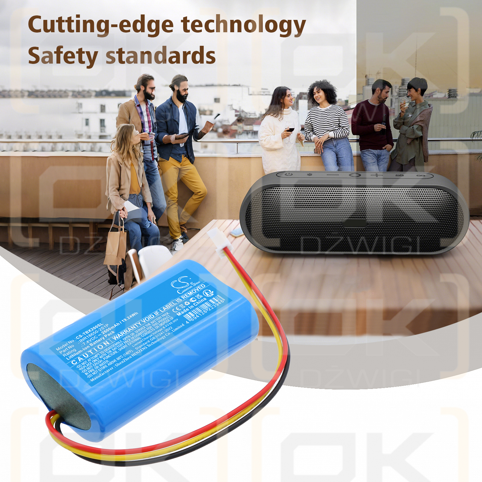 Tribit XSound Plus 2 Bluetooth-Lautsprecher / INR18650-2S1P 2600 mAh Li-Ion 7,4 V (Cameron Sino)