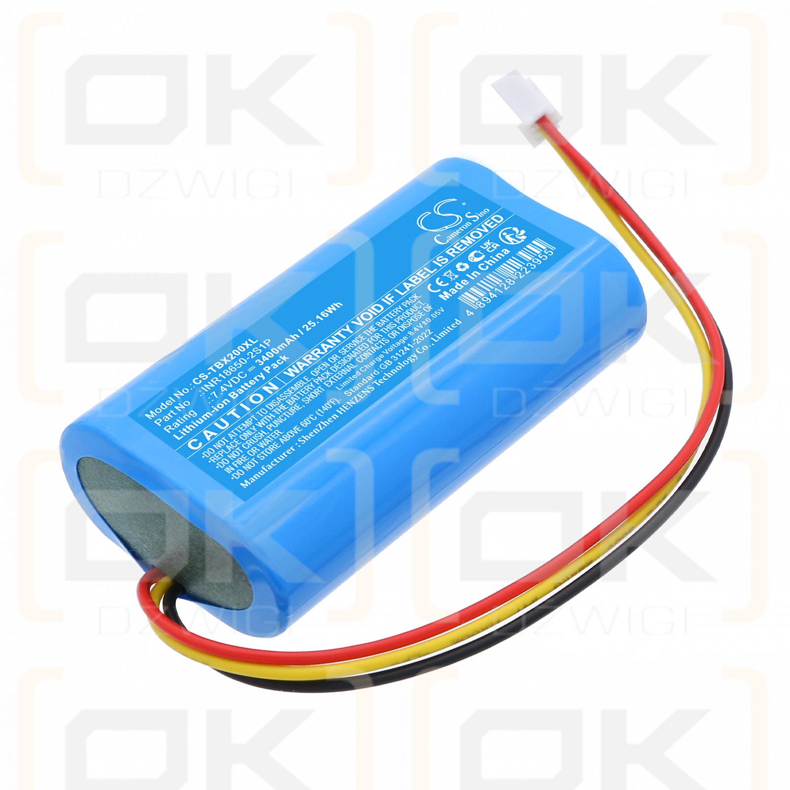 Tribit XSound Plus 2 Bluetooth-Lautsprecher / INR18650-2S1P 3400 mAh Li-Ion 7,4 V (Cameron Sino)