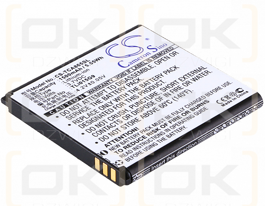 TCL A865 / TLi015G9 1500mAh Li-ion 3.7V (Cameron Sino)