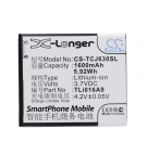 Batería TCL J600T / TLi016A9 de 1600 mAh y ion de litio de 3,7 V (Cameron Sino)