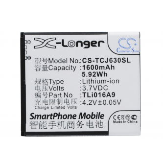 TCL J600T / TLi016A9 1600 mAh Li-Ion 3,7 V (Cameron Sino)