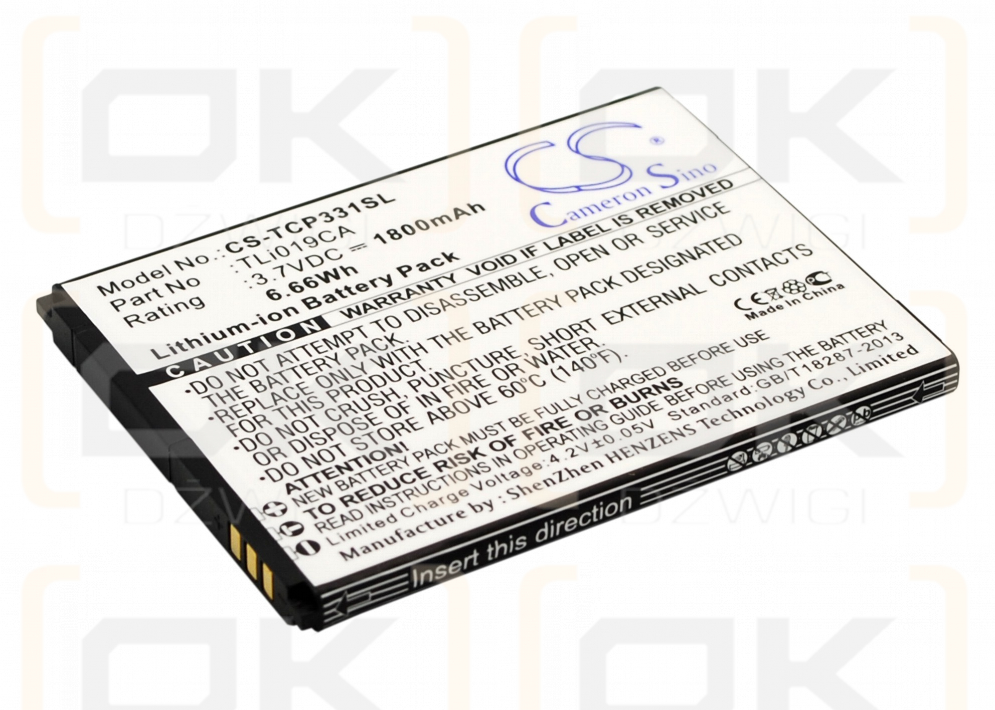 TCL P331M / TLi019CA 1800mAh Li-ion 3.7V (Cameron Sino)