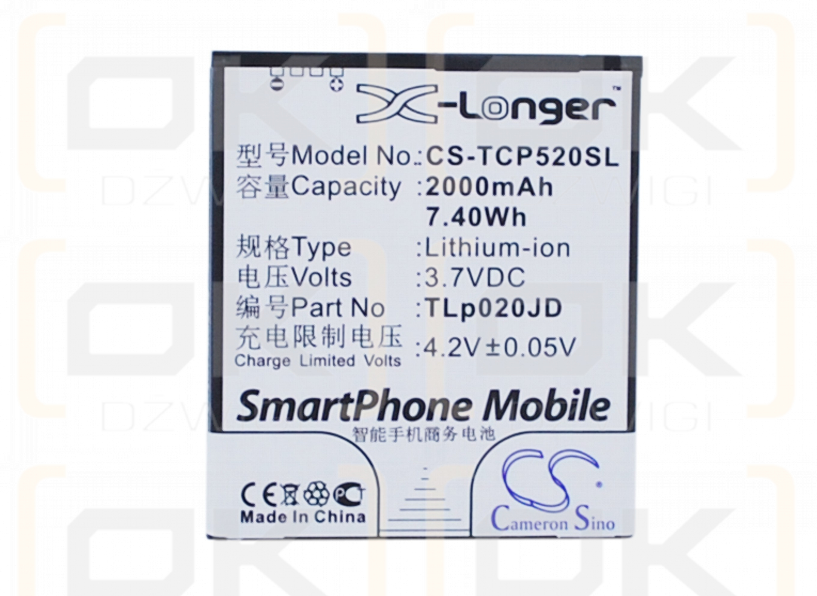 TCL P5181 / TLp020JD 2000 mAh Li-Ion 3,7 V (Cameron Sino)