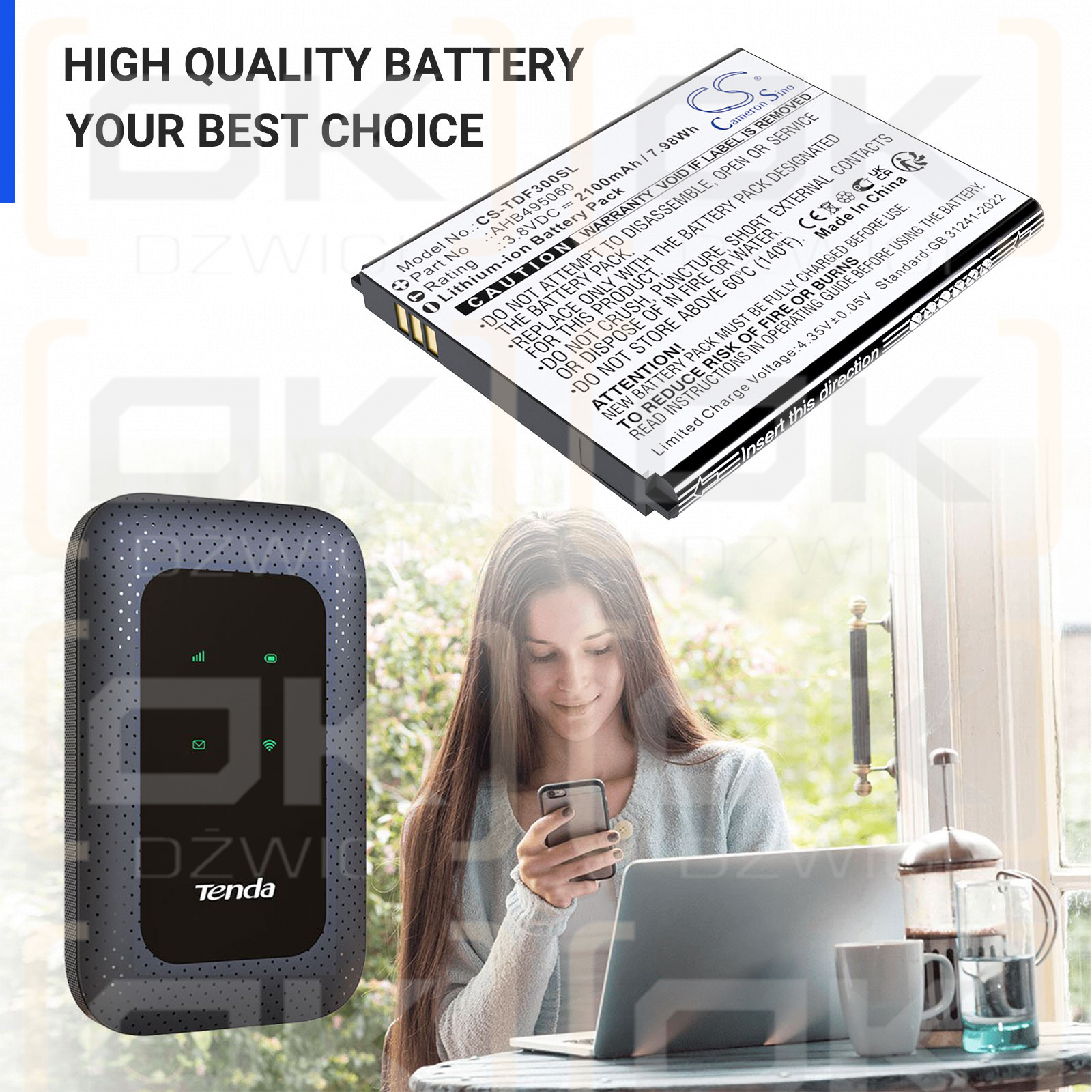 Tenda MF3 Mobile WiFi / AHB495060 2100 mAh Li-Ion 3,8 V (Cameron Sino)