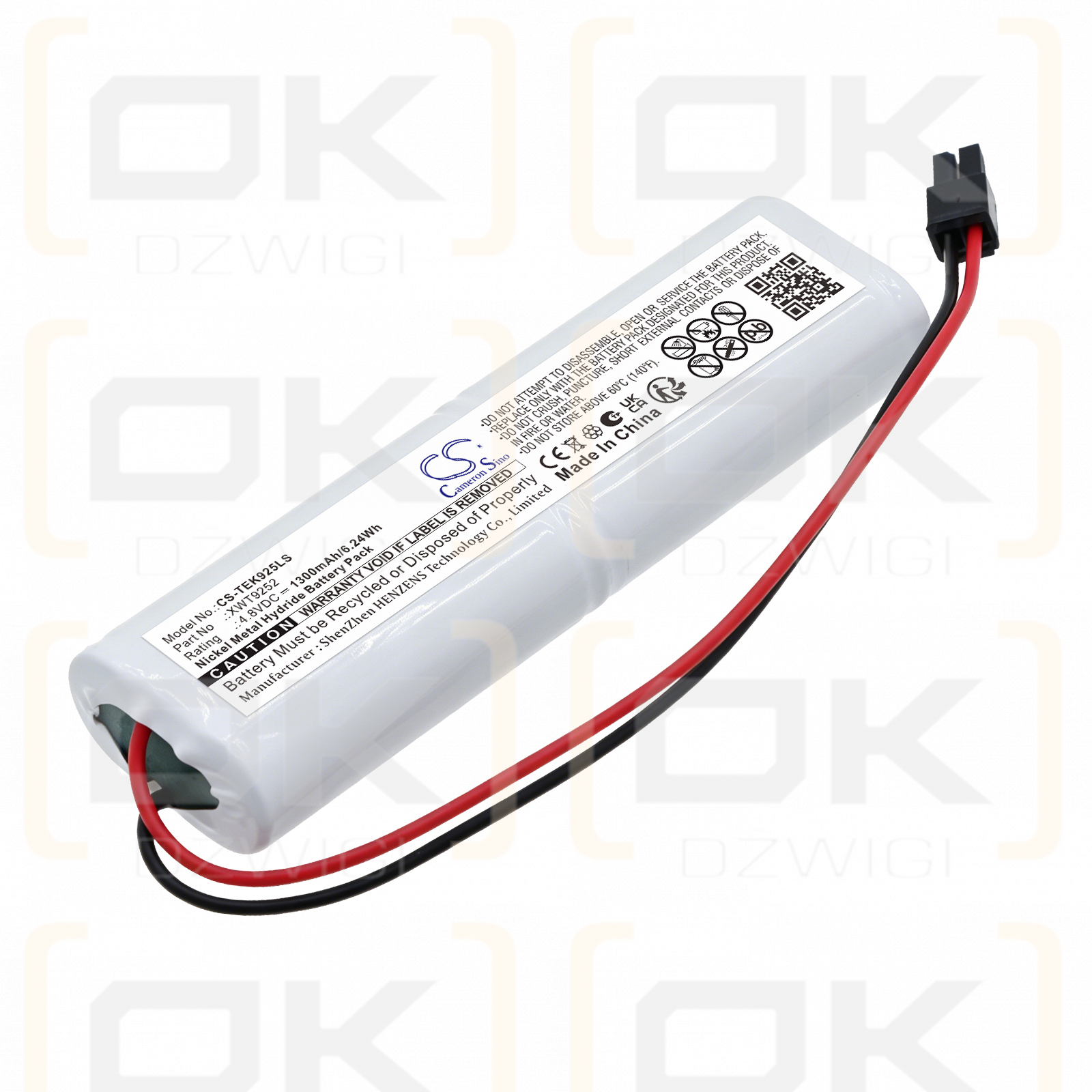 Bateria zamienna do Teknoware W120012 / XWT9252 1300 mAh Ni-MH 4.8 V (Cameron Sino)