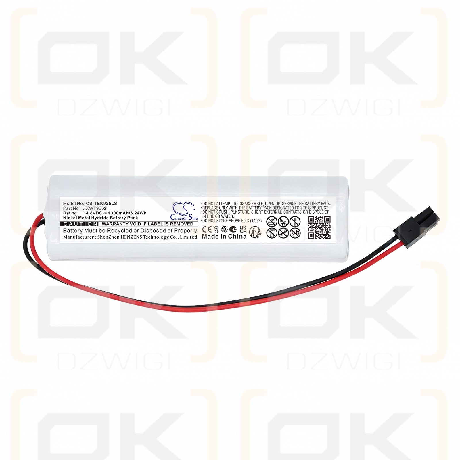 Bateria zamienna do Teknoware W120012 / XWT9252 1300 mAh Ni-MH 4.8 V (Cameron Sino)