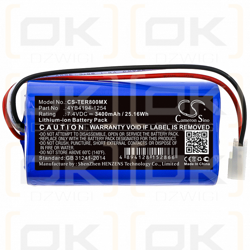 Terumo TE-SS800 / 4YB4194-1254 3400mAh Li-ion 7.4V (Cameron Sino)