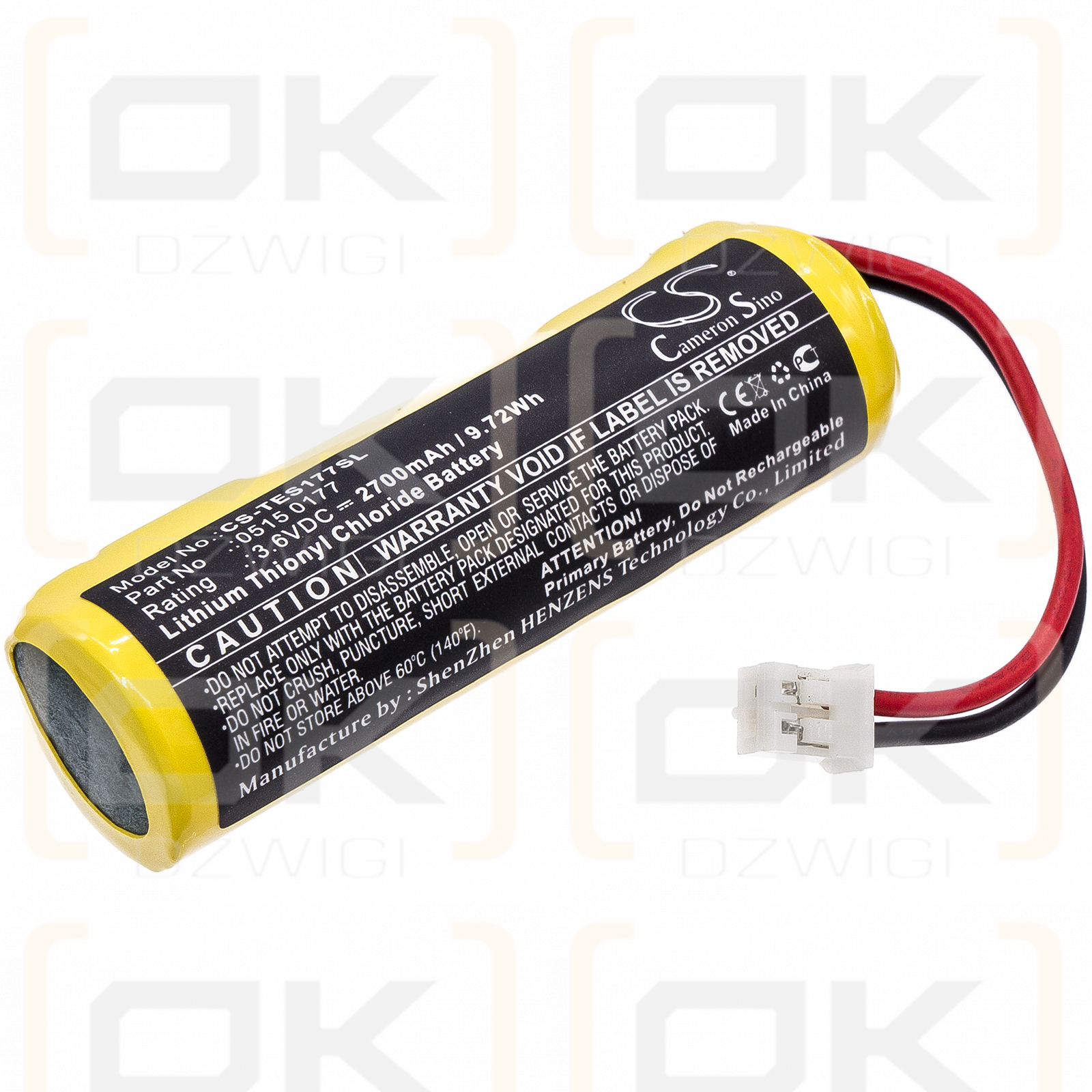 Testo 177 loggers / 0515 0177 2700mAh Li-SOCl2 3.6V (Cameron Sino)