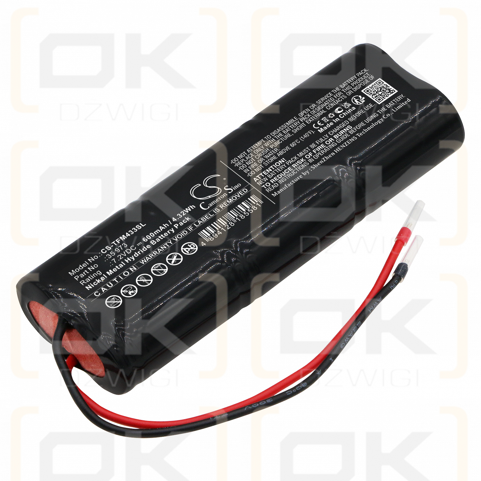 TELENOT 35 973 / 35 973 600mAh Ni-MH 7.2V (Cameron Sino)