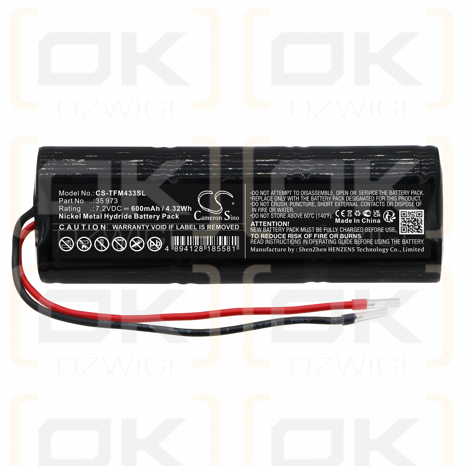 TELENOT 35 973 / 35 973 600mAh Ni-MH 7.2V (Cameron Sino)