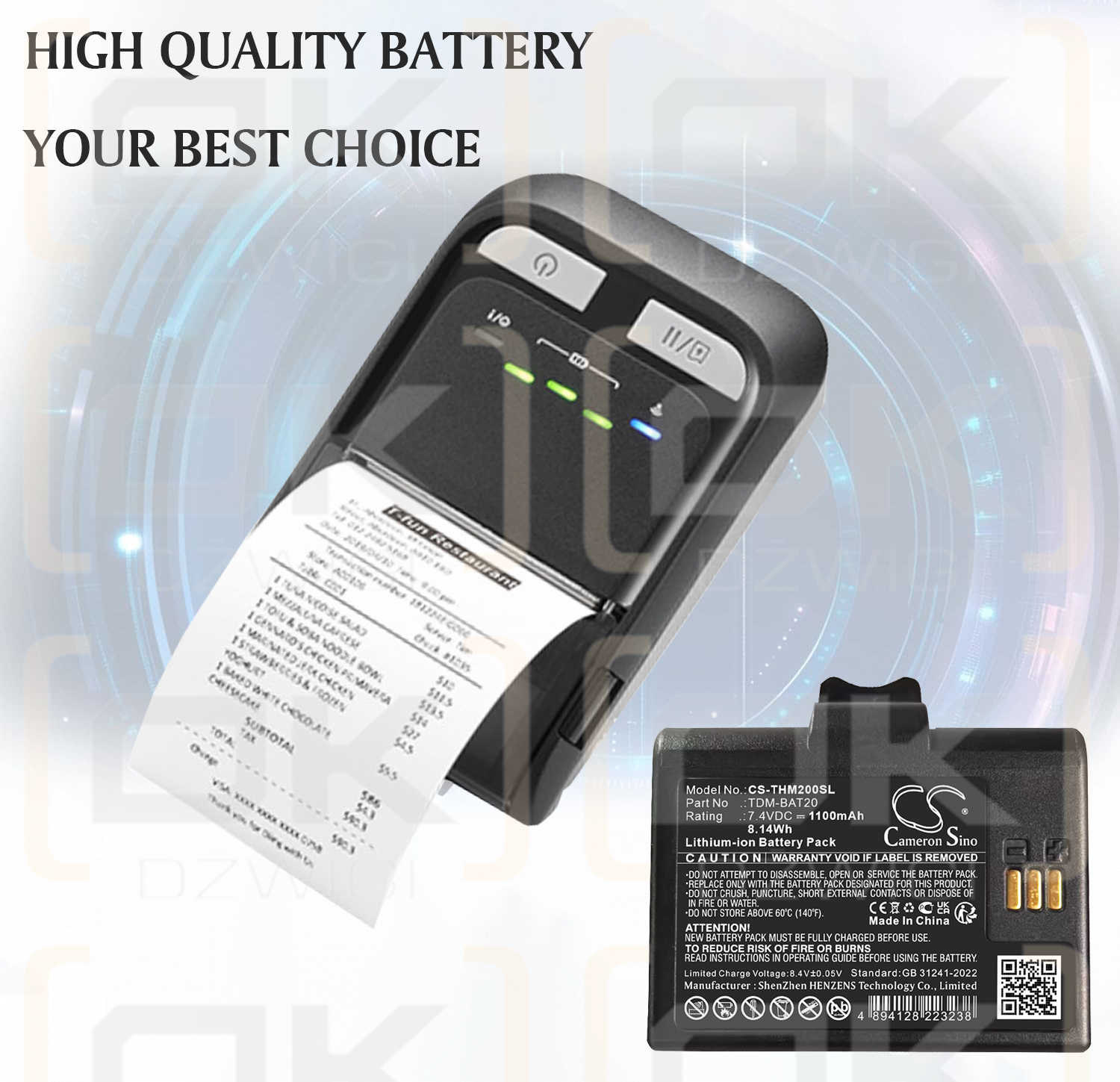 TSC TDM-20 / TDM-BAT20 1100 mAh Li-Ion 7,4 V (Cameron Sino)
