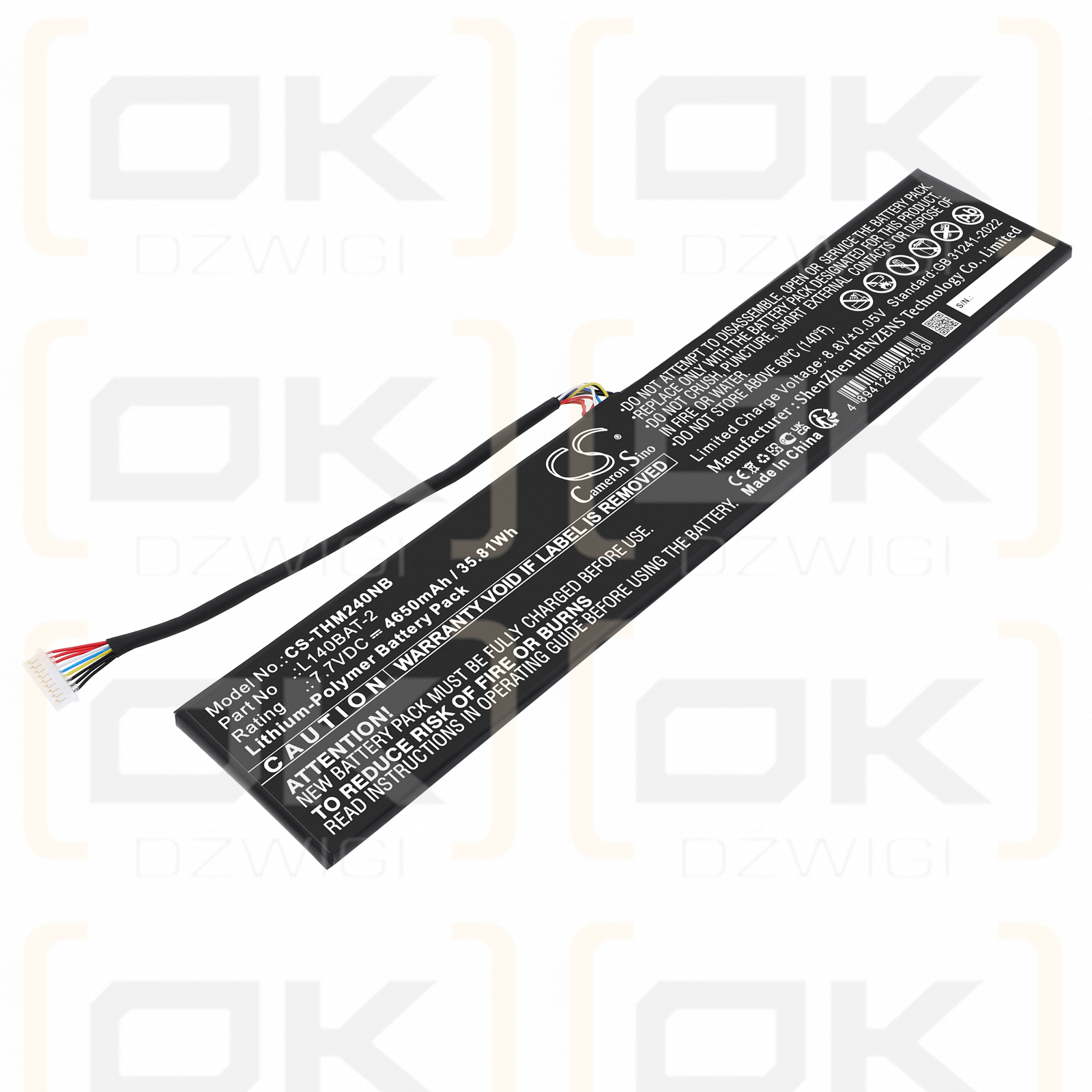 Schenker Work 17 Tiger Lake-H / L140BAT-2 4650 mAh Li-Polymer 7.7 V (Cameron Sino)