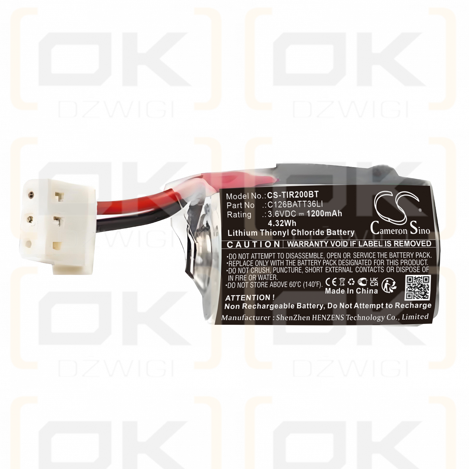 Technoalarm IR200 / C126BATT36LI 1200 mAh Li-SOCl2 3,6 V (Cameron Sino)