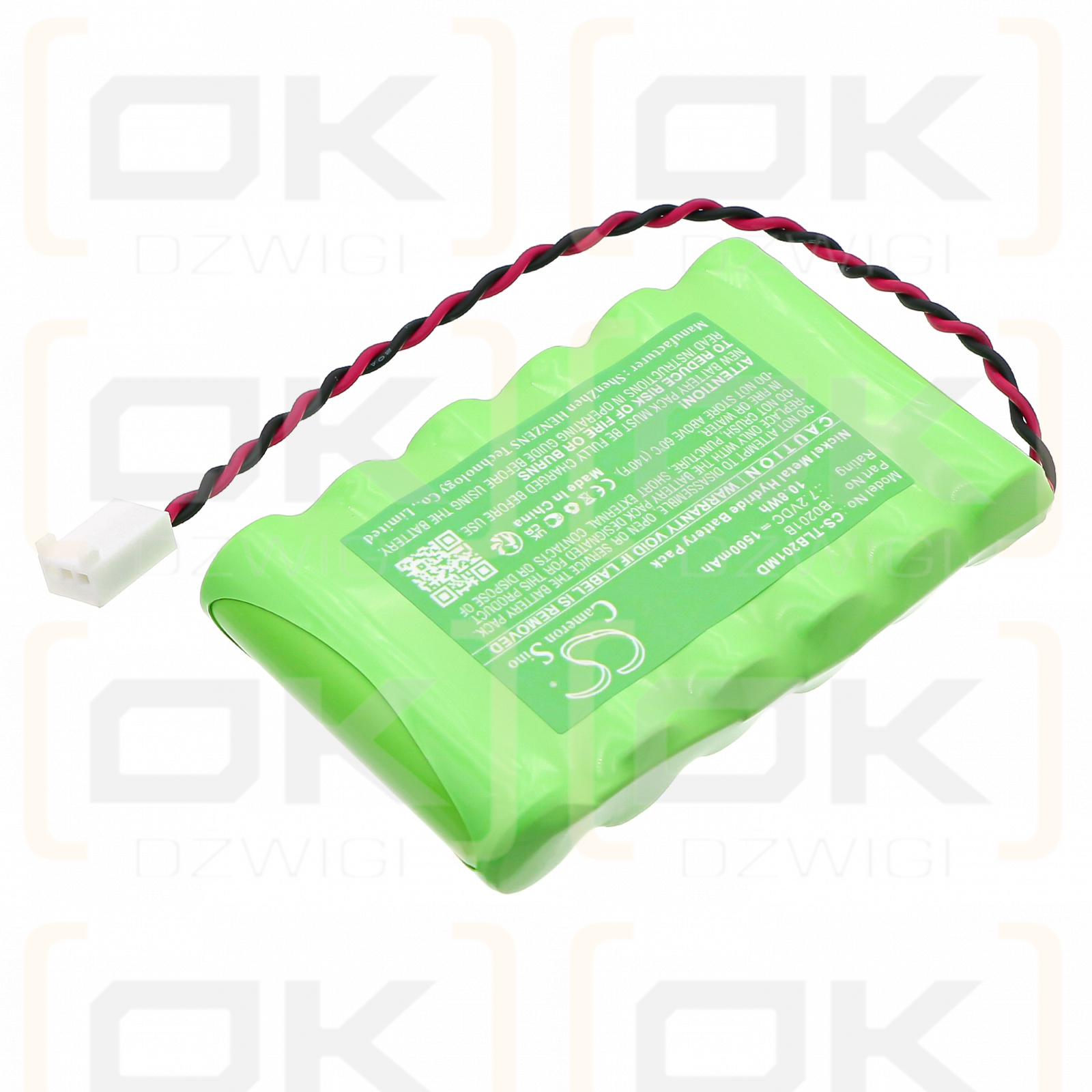 Batería Tunstall Lifeline Vi+ / B0201B de 1500 mAh, Ni-MH, 7,2 V (Cameron Sino)