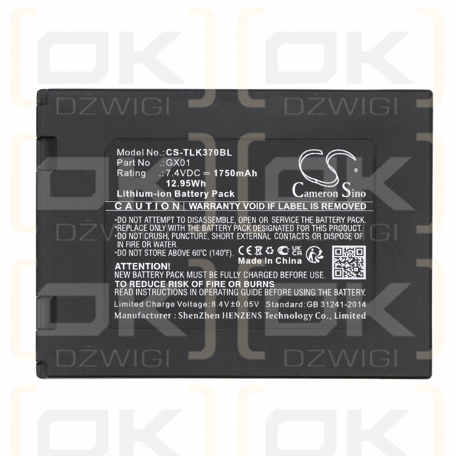 Tactilion K370 / GX01 1750mAh Li-ion 7.4V (Cameron Sino)