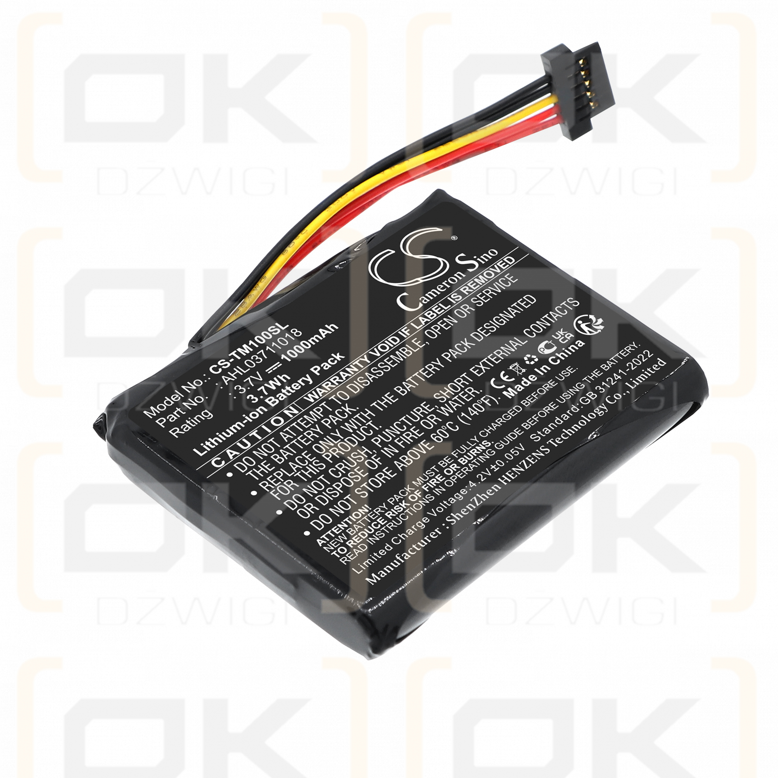 TomTom Go 2405T / AHL03711018 1000 mAh Li-ion 3,7 V (Cameron Sino)