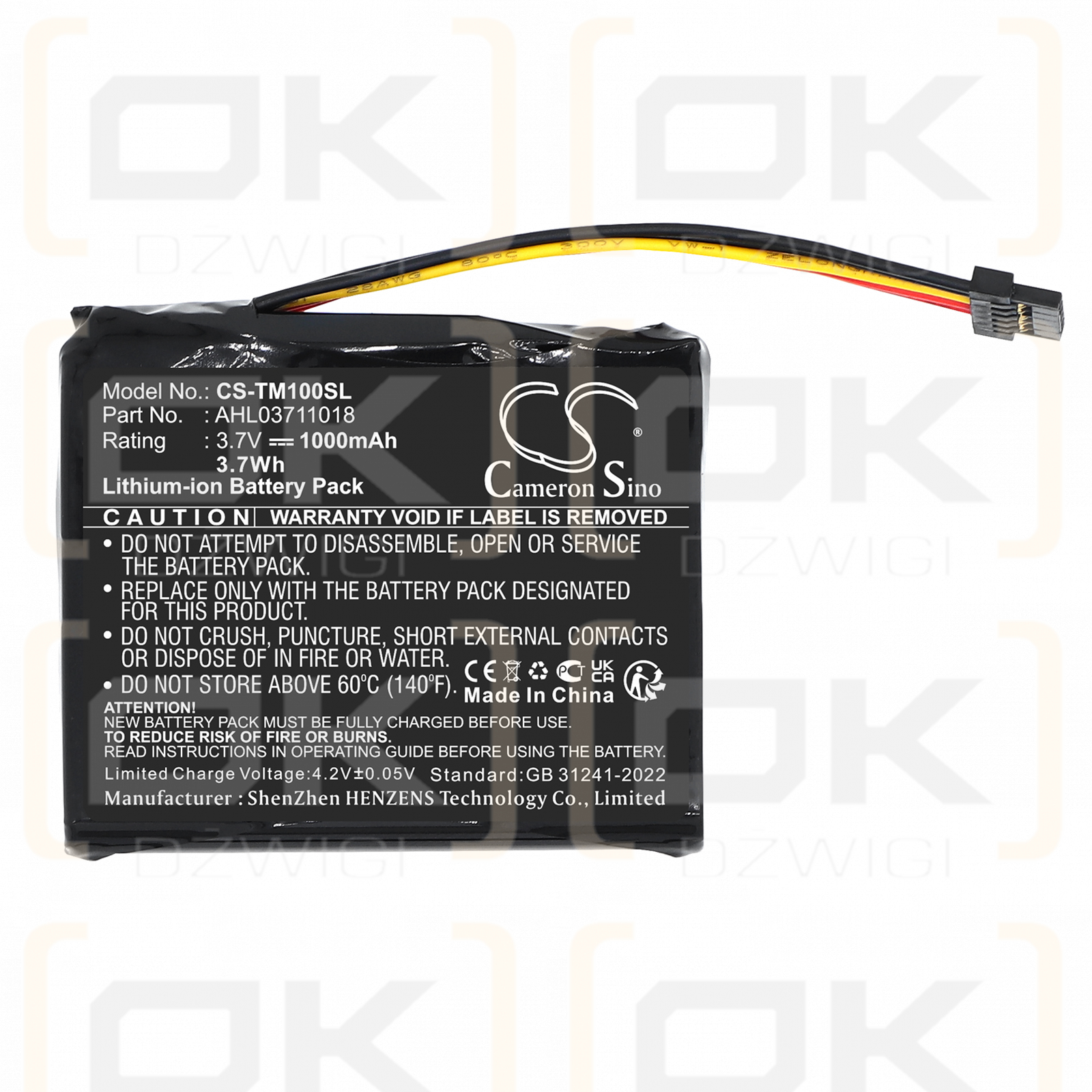 TomTom Go 2405T / AHL03711018 1000 mAh Li-ion 3,7 V (Cameron Sino)