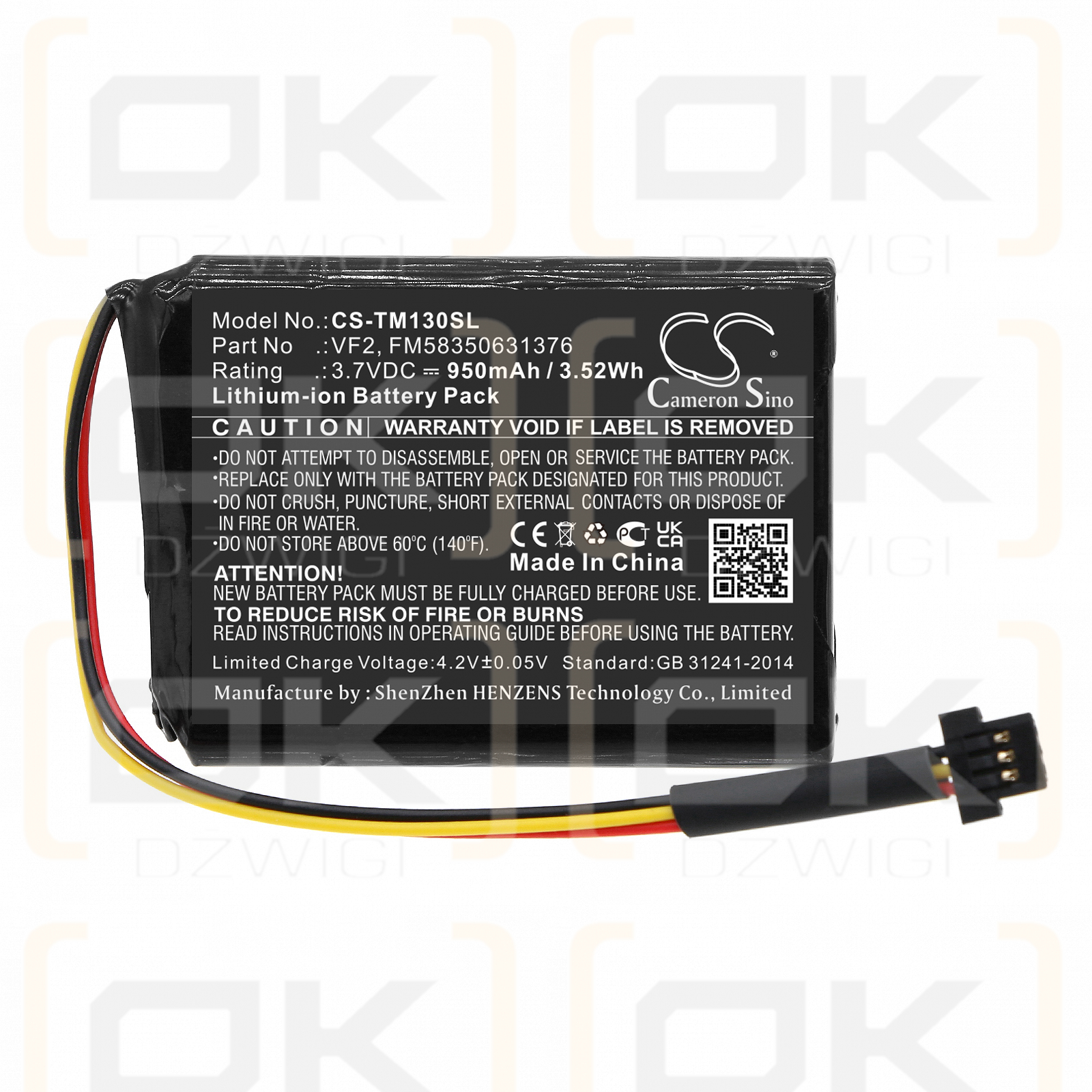 TomTom One 130S / VF2 950mAh Li-ion 3.7V (Cameron Sino)