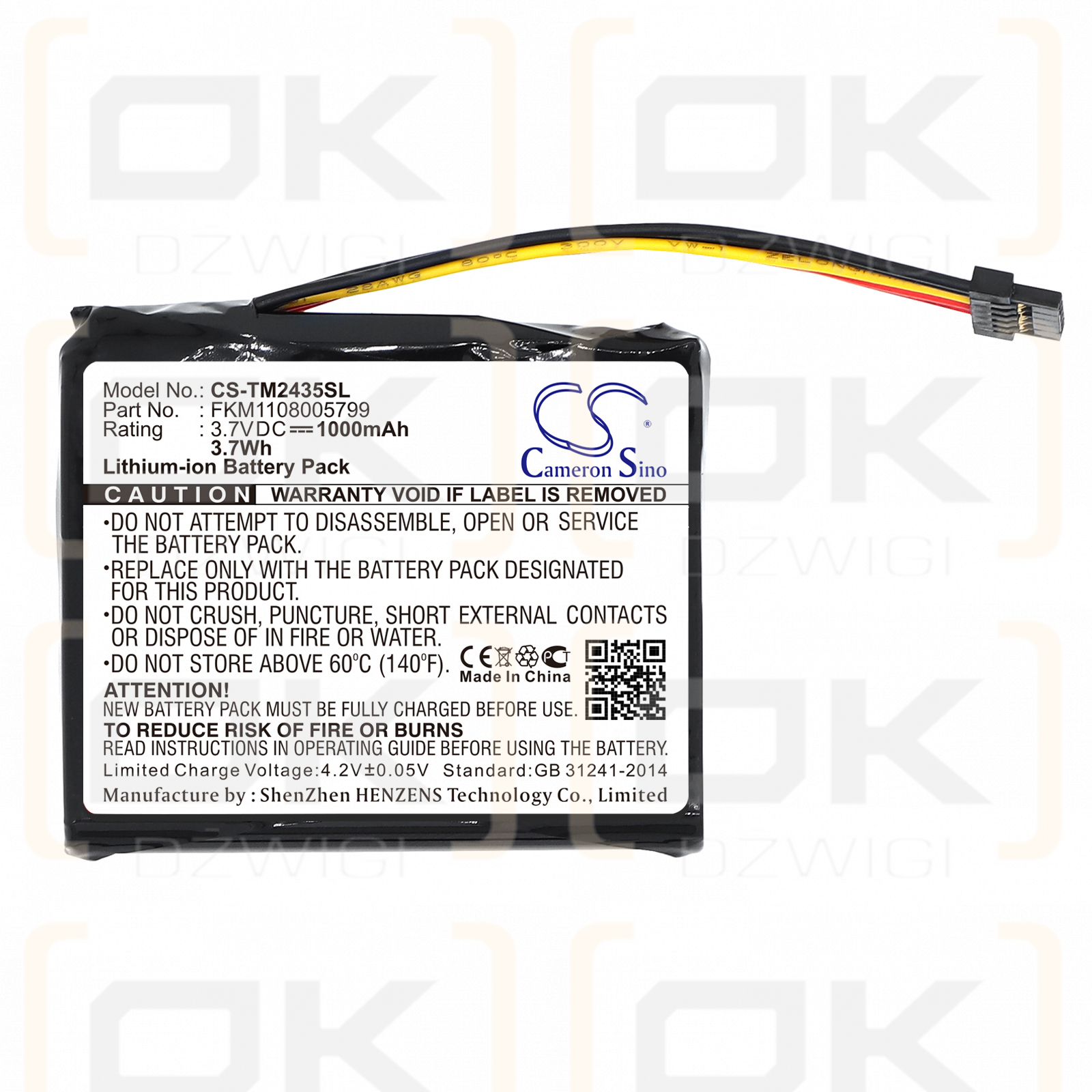 TomTom 1CT4.019.03 / FKM1108005799 Batería de iones de litio de 1000 mAh y 3,7 V (Cameron Sino)