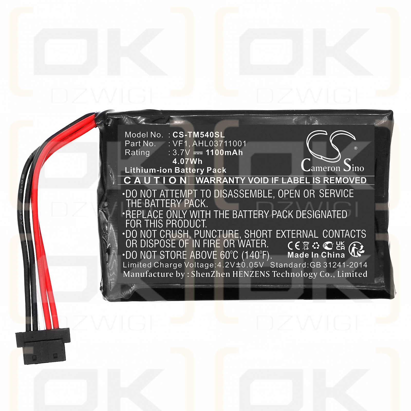 TomTom 4CF5.002.00 / VF1 1100 mAh Li-Ion 3,7 V (Cameron Sino)