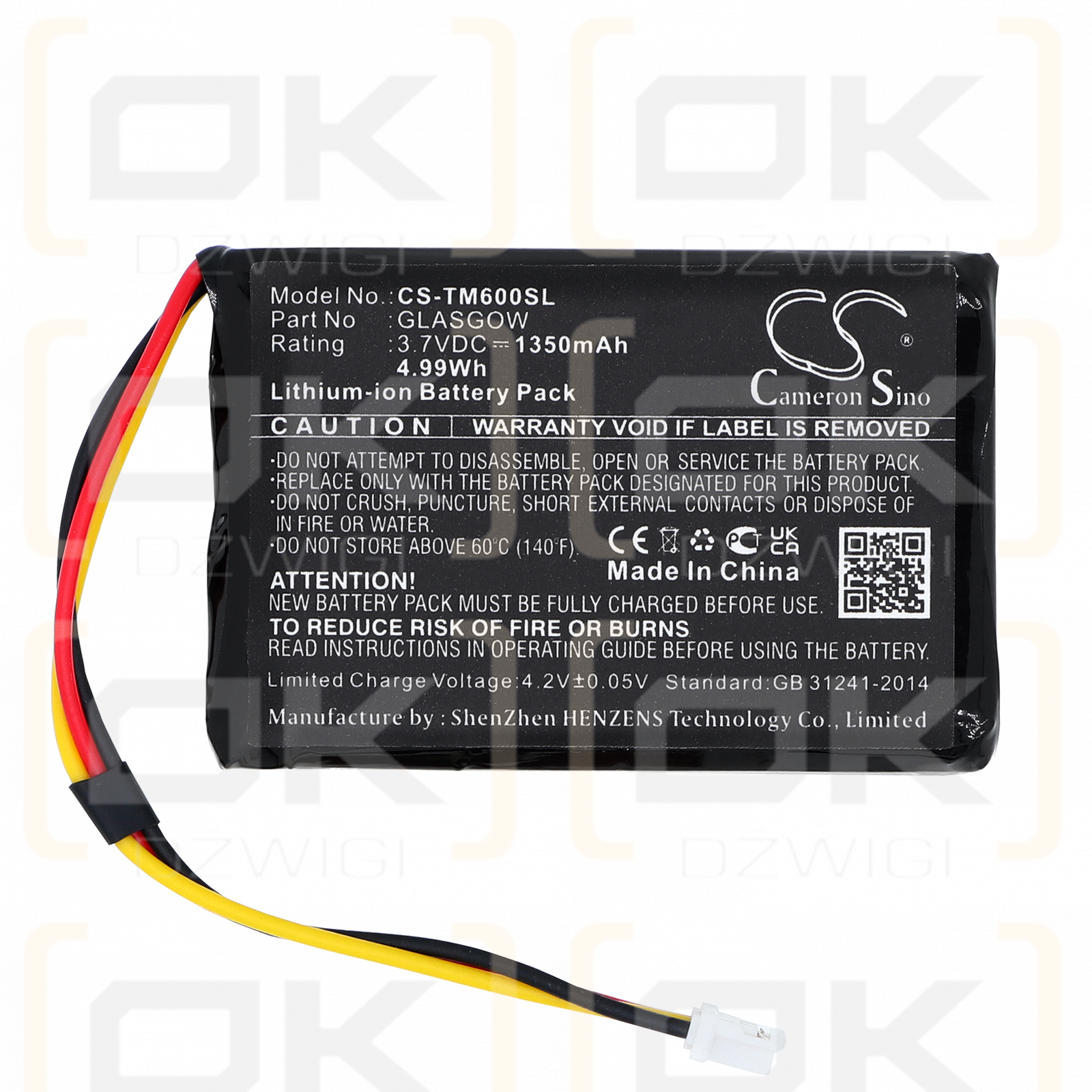 TomTom One V1 / GLASGOW 1350 mAh Li-Polymer 3,7 V (Cameron Sino)