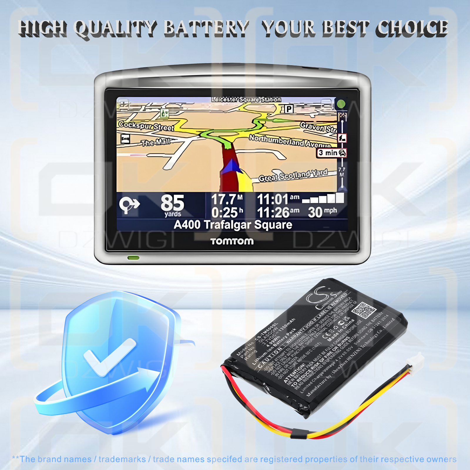 TomTom One V1 / GLASGOW 1350 mAh Li-Polymer 3,7 V (Cameron Sino)