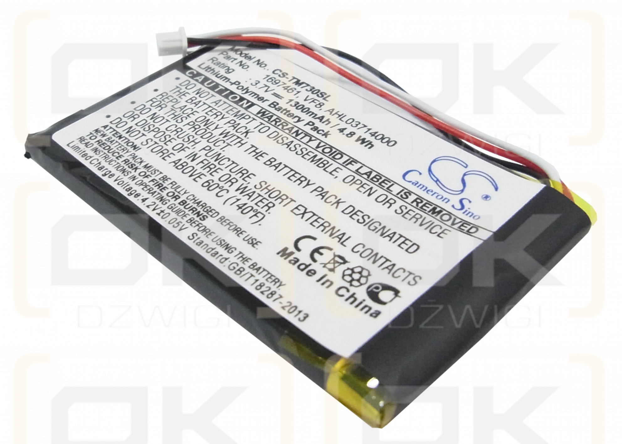 TomTom GO530(4CH5.000.00) / 1697461 1300 mAh Li-Polymer 3,7 V (Cameron Sino)