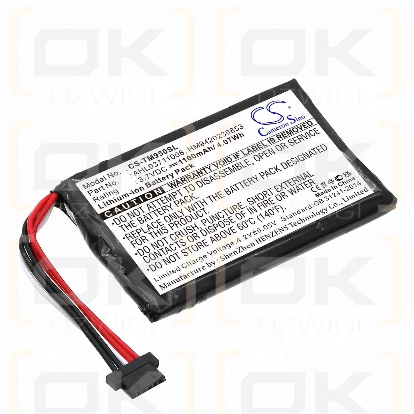 TomTom 8CP9.011.10 / AHL03711008 1100mAh Li-ion 3.7V (Cameron Sino)