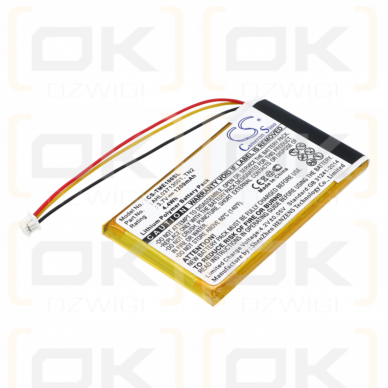 Аккумулятор TomTom TNS410 / AHL03713001 литий-полимерный 3,7 В 1200 мАч (Cameron Sino)