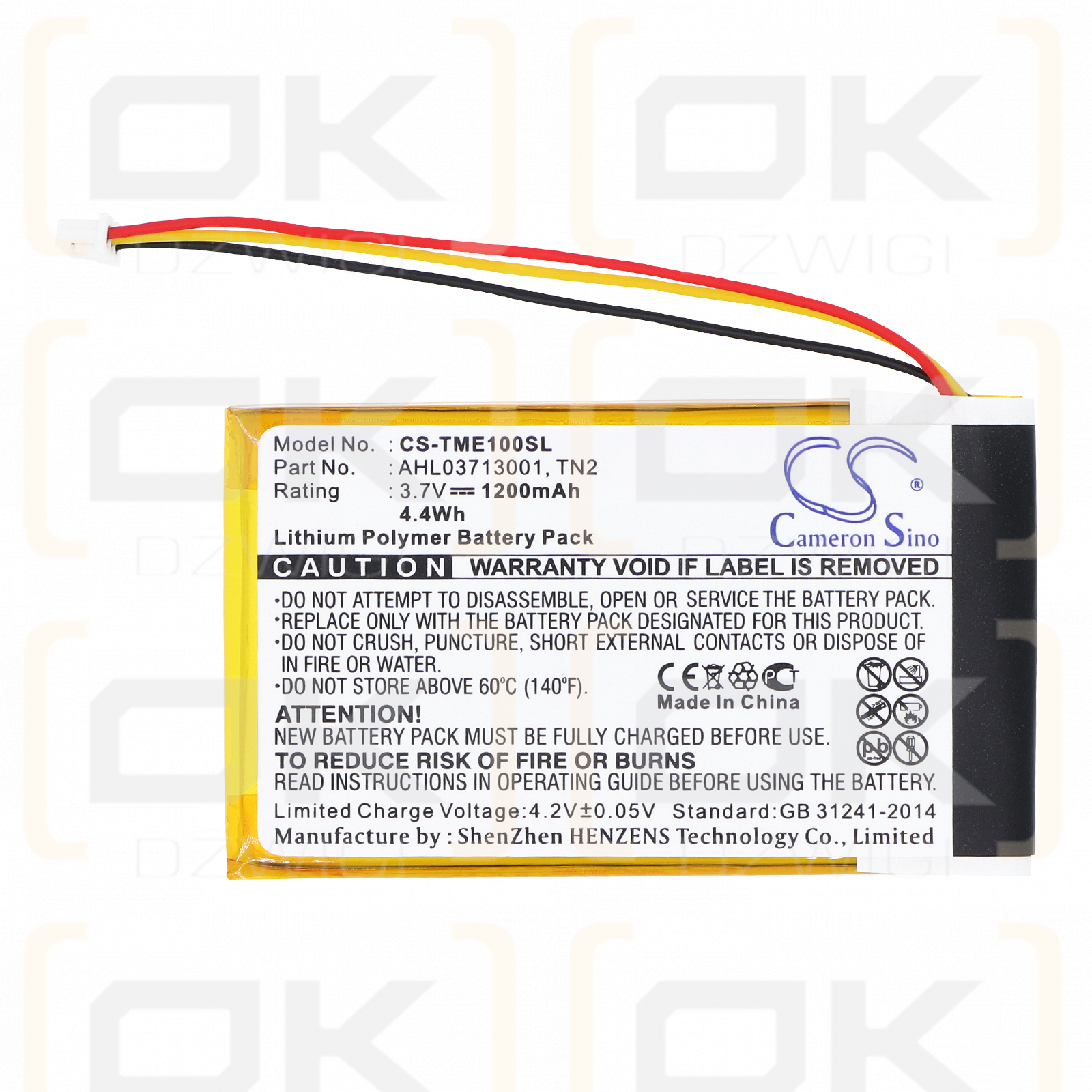 Аккумулятор TomTom TNS410 / AHL03713001 литий-полимерный 3,7 В 1200 мАч (Cameron Sino)