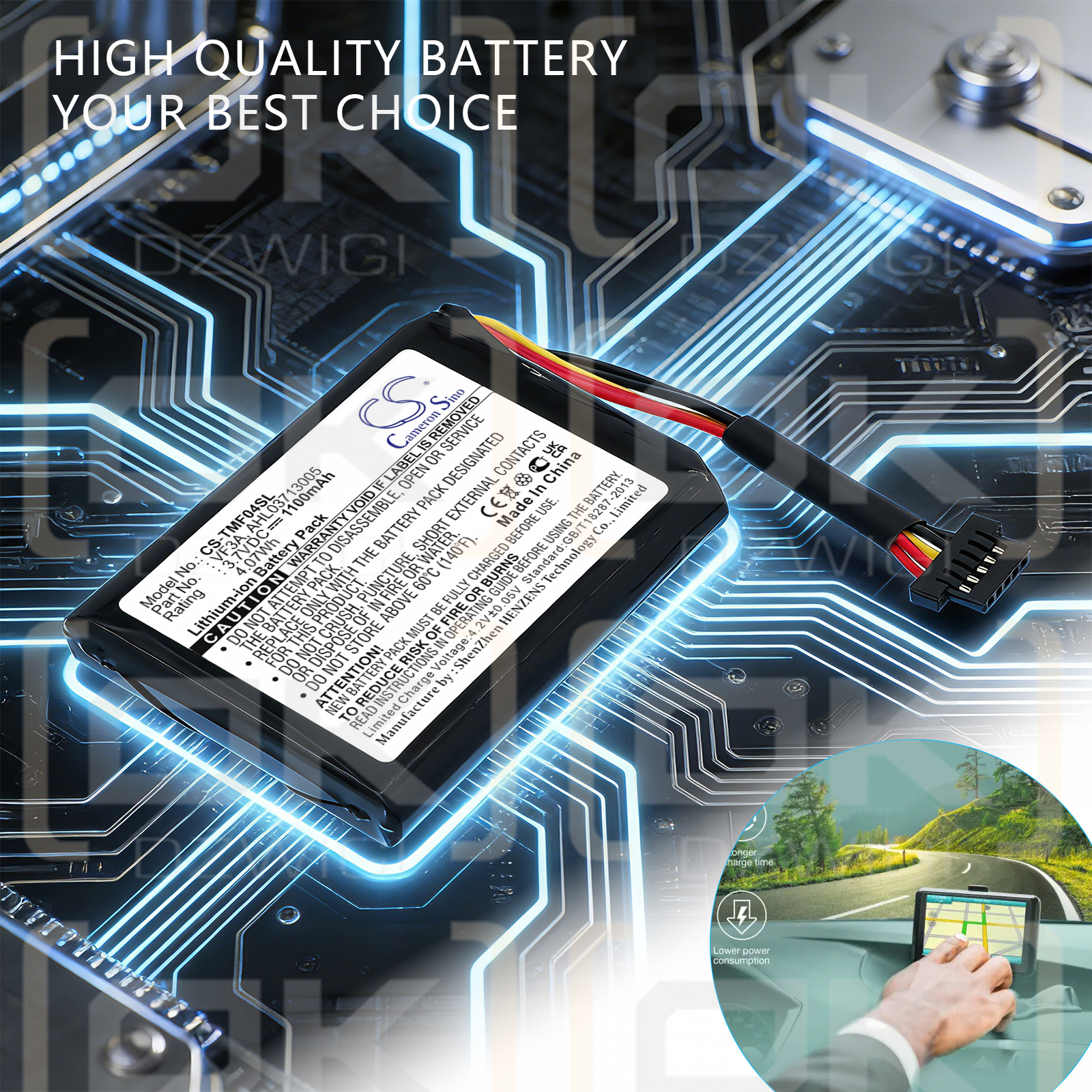 TomTom XL 340TM LIVE / VF3A 1100 mAh Li-ion 3.7 V (Cameron Sino)