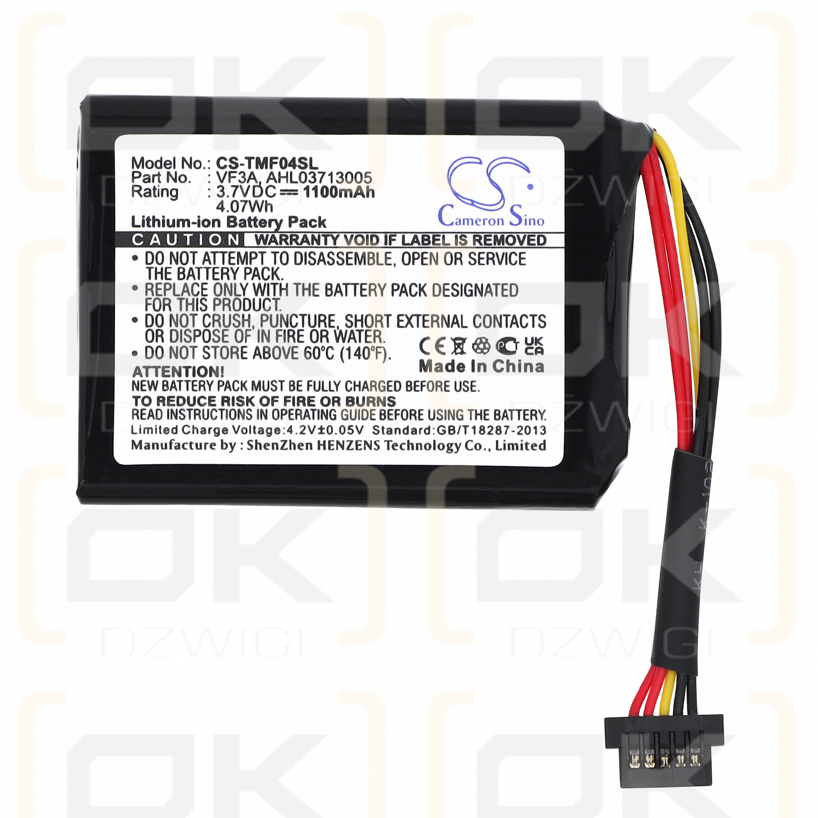 TomTom XL 340TM LIVE / VF3A 1100 mAh Li-ion 3.7 V (Cameron Sino)