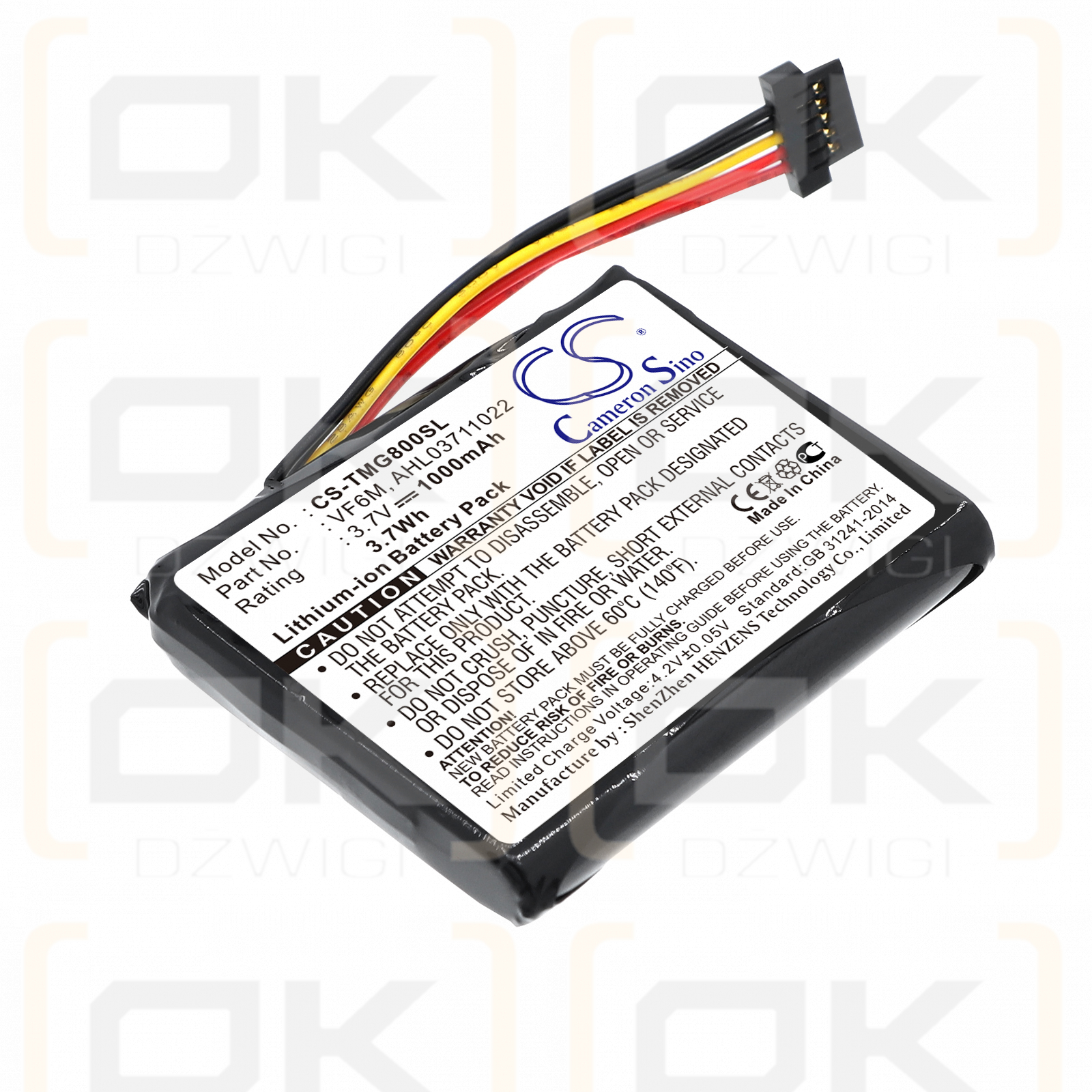 Аккумулятор TomTom Go Live Top Gear / VF6M 1000 мАч Li-ion 3,7 В (Cameron Sino)