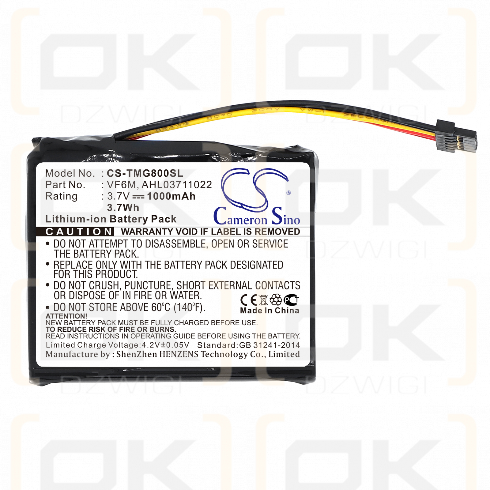 Аккумулятор TomTom Go Live Top Gear / VF6M 1000 мАч Li-ion 3,7 В (Cameron Sino)