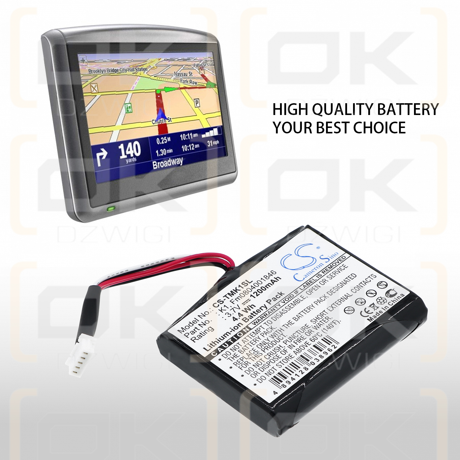 TomTom One XL HD Traffic / K1 1200 mAh Li-ion 3.7 V (Cameron Sino)