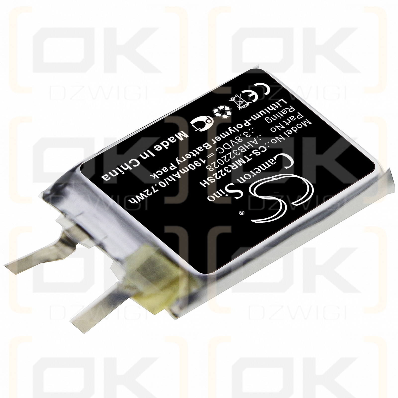 TomTom Spark 8rs00 / AHB322028 190 mAh Li-Polymer 3,8 V (Cameron Sino)